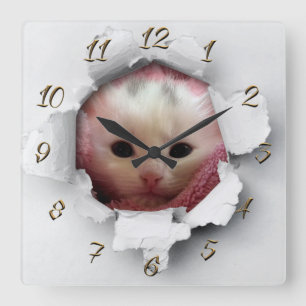 Cute kitty quadratische wanduhr