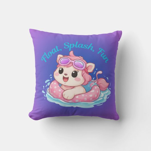 Cute Kitty Swimmer Design Throw Pillow Kissen (Vorderseite)