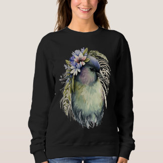 Cute Kiwi Bird Flower Crown Floral Exotic Birds Sweatshirt