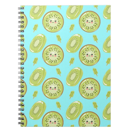 Cute Kiwi Blue Fruit Summer Fresh Kawaii Pattern Notizblock (Vorderseite)