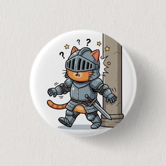 Cute Knight Cat Button (Vorderseite)