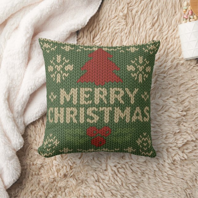 cute knit merry christmas kissen (Decke)