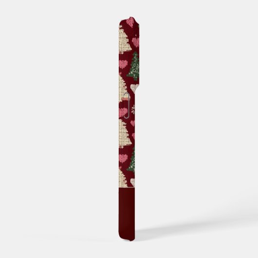 Cute Knitted Christmas Tree and Hearts Pattern iPhone Hülle (Rechte Seite)