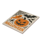 Cute Knitted Pumpkin Bat Halloween Fliese (Seite)