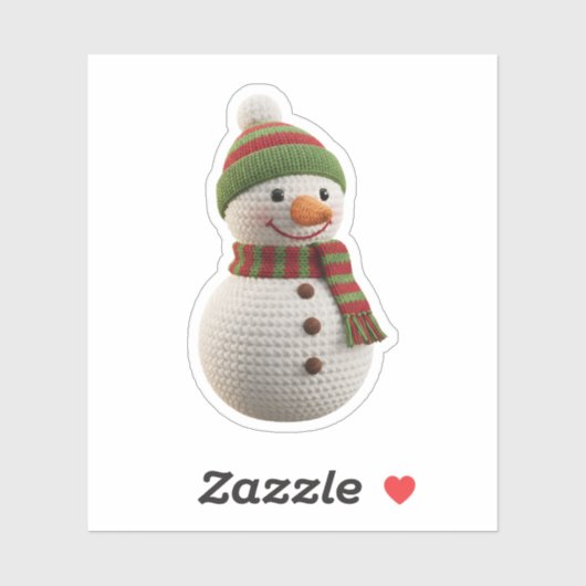 Cute Knitted Snowman Sticker (Blatt)