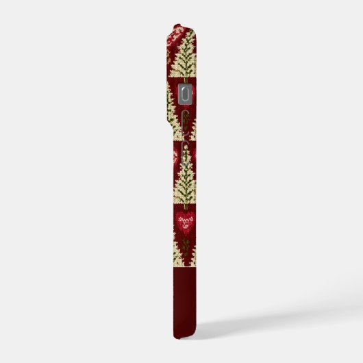 Cute Knitted Style Christmas Tree Pattern iPhone Hülle (Linke Seite)