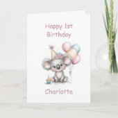 Cute Koala 1st Birthday Karte (Vorderseite)
