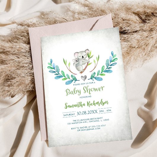 Cute Koala Baby Shower Invitation Einladung