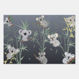 Cute Koala & Bamboo Tree Modern Art Geschenkpapier Set