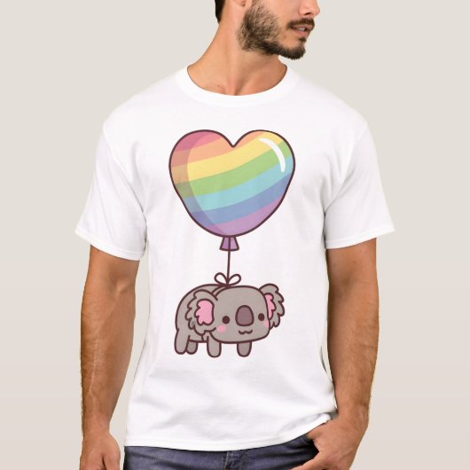 Cute Koala Bear and Rainbow Balloon T-Shirt (Vorderseite)