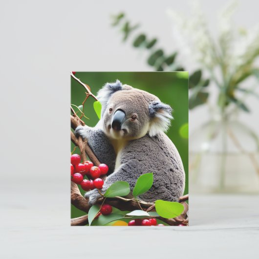 Cute Koala Bear background postcard Postkarte (Stehend Vorderseite)