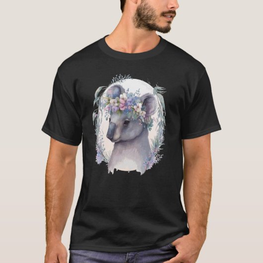 Cute Koala Bear Flower Crown Floral Koala T-Shirt (Vorderseite)
