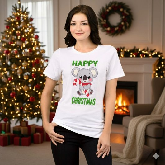 Cute Koala Bear Happy Christmas T-Shirt Tri-Blend Shirt