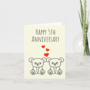 Cute Koala Bear Paar-Happy Anniversary Card Karte