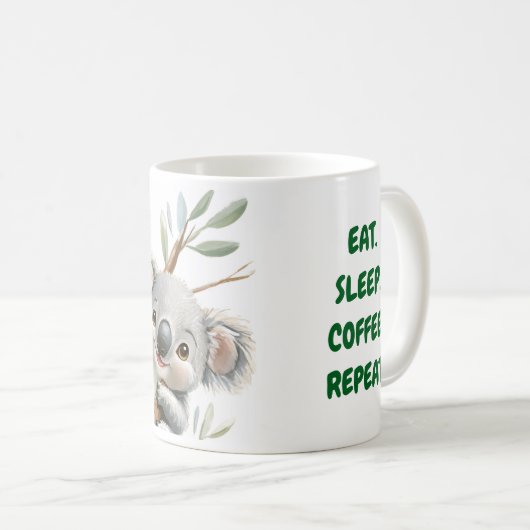 Cute Koala Bears Mug with Message, Funny Gift Kaffeetasse (VorderseiteRechts)