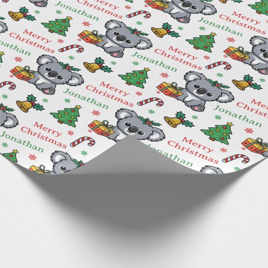 Cute Koala Christmas Tree Holidays Geschenkpapier (Ecke)