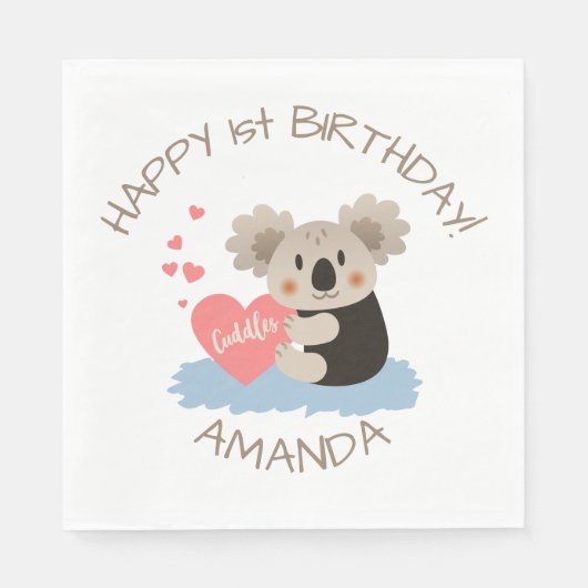 Cute Koala Cuddles ID386 Serviette (Vorderseite)