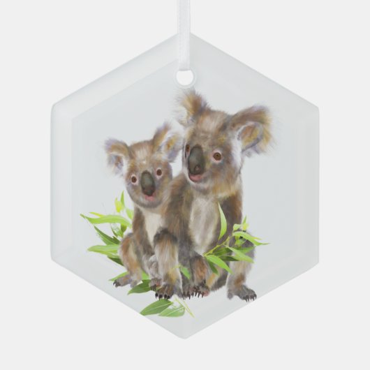 Cute Koala Cute Australian Bears Animal Fun Ornament Aus Glas (Vorderseite)