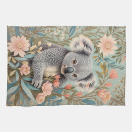 Cute Koala Elegant Pastel Floral Geschirrtuch