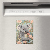 Cute Koala Elegant Pastel Floral Magnet (In Situ (Geschirrspüler))