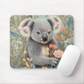 Cute Koala Elegant Pastel Floral Mousepad (Mit Mouse)