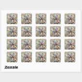 Cute Koala Elegant Pastel Floral Quadratischer Aufkleber (Blatt)