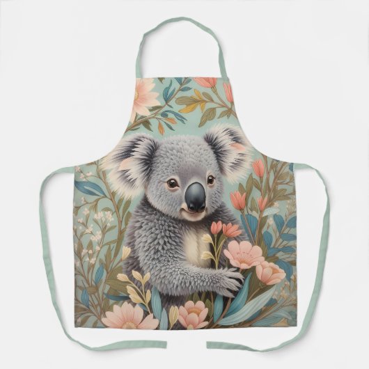 Cute Koala Elegant Pastel Floral Schürze (Vorderseite)
