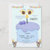 Cute Koala First Birthday Invitation - Customizabl Einladung (Vorderseite)