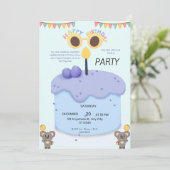 Cute Koala First Birthday Invitation - Customizabl Einladung (Stehend Vorderseite)