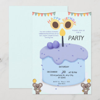 Cute Koala First Birthday Invitation - Customizabl Einladung