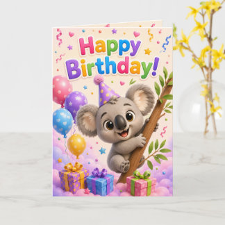 Cute Koala Happy Birthday Card for Kids | Adorable Karte