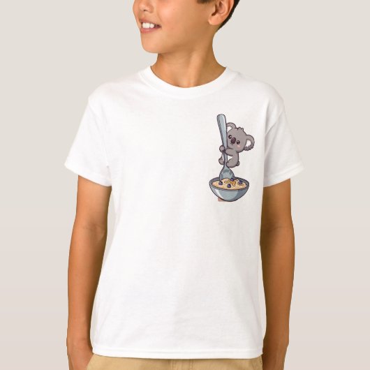 Cute Koala Hugging Giant Spoon in Oatmeal Bowl T-Shirt (Vorderseite)