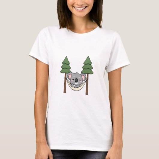 Cute Koala Sleeping in Hammock Between Two Pine T-Shirt (Vorderseite)