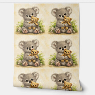 Cute Koala Teddy Pattern Wallpaper Kawaii Tapete
