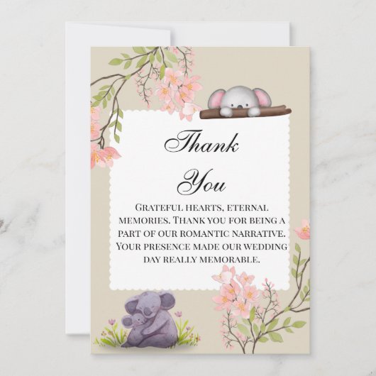 Cute Koala Wedding Thank You Card – Grateful Heart Dankeskarte (Vorderseite)
