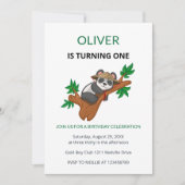 Cute Koala Wild Animal Kids First Birthday Einladung (Vorderseite)