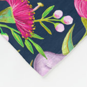 Cute Koalas Pale Lilac on Pink Eucalyptus Flowers Fleecedecke (Ecke)