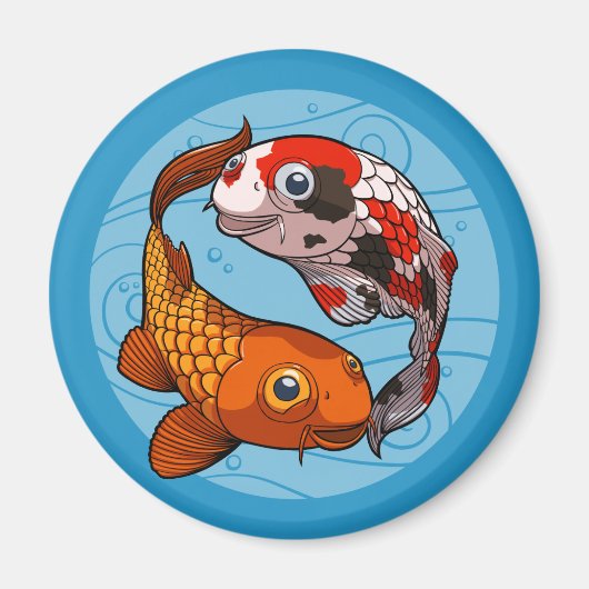 Cute Koi Carp Swimming Fish Funny Goldfish Cartoon Magnet (Vorne)