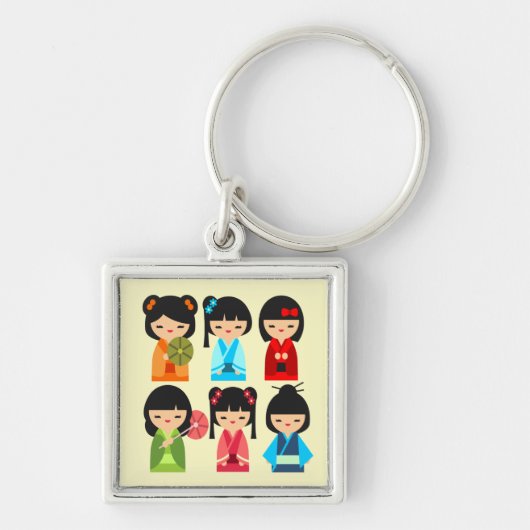 Cute Kokeshi Japanese dolls Schlüsselanhänger (Vorne)