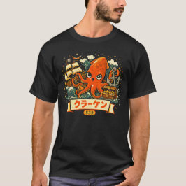 Cute Kraken Pirate Cartoon Design T-Shirt