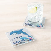 Cute l Love Delphine Quotes Dolphin Lovers Glasuntersetzer (Schrägansicht)