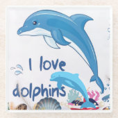 Cute l Love Delphine Quotes Dolphin Lovers Glasuntersetzer (Vorderseite)