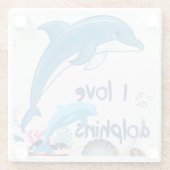 Cute l Love Delphine Quotes Dolphin Lovers Glasuntersetzer (Rückseite)