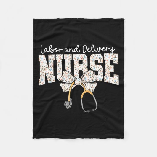 Cute Labor And Delivery Nurse Stethoscope Coquette Fleecedecke (Vorderseite)