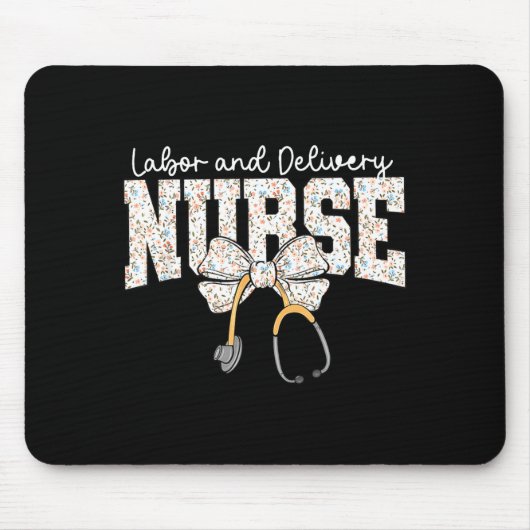 Cute Labor And Delivery Nurse Stethoscope Coquette Mousepad (Vorne)