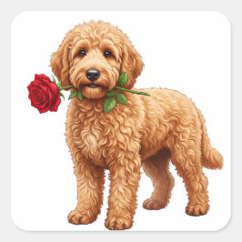 ‏Cute Labradoodle Dog Quadratischer Aufkleber