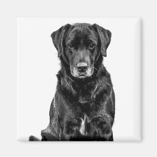 Cute Labrador Black Dog Puppy Pet Sketch Magnet