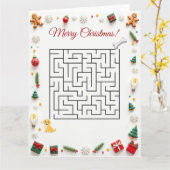 Cute Labrador Dog Christmas Maze Puzzle Holiday Karte (Gelbe Blume)