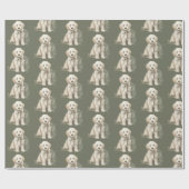 Cute Labrador Dog Green Christmas Wrapping Paper Geschenkpapier (Flach)