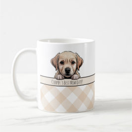 Cute Labrador Puppy Best Dog Mom Beige Gingham Kaffeetasse